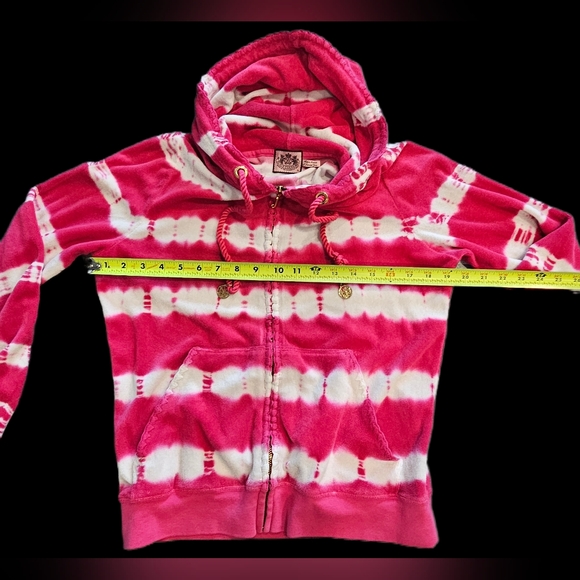 Y2K Juicy Couture Terry Cloth PINK Tie Dye Gold Zip Up Hoodie READ DESCRIPTION - Picture 2 of 14